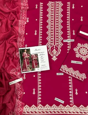 MIX TRENDING DESIGNS 3 Pcs Unstitched Embroidered Suit thumbnail 2