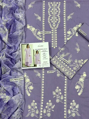MIX TRENDING DESIGNS 3 Pcs Unstitched Embroidered Suit thumbnail 3