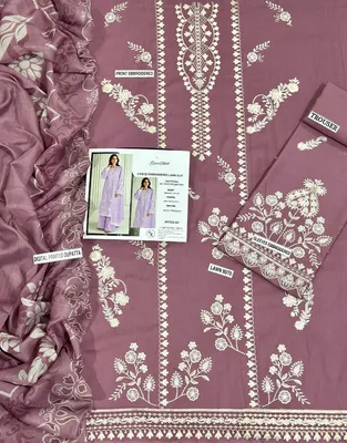 Mix Trending Designs 3 Pcs Unstitched Embroidered Suit thumbnail 2