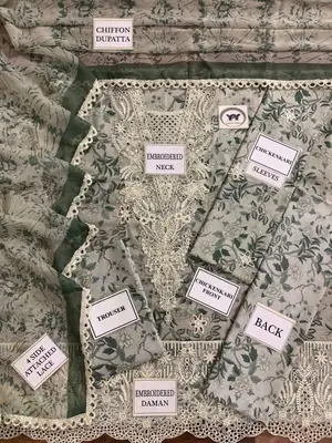 AFROZEH HIT CODE 3 Pcs Unstitched Chikankari Embroidered Suit thumbnail 3