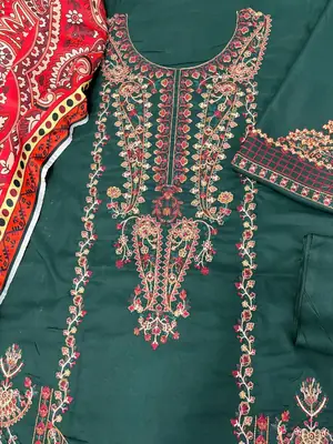 HUSSAIN REHAR 3 Pcs Unstitched Embroidered Suit thumbnail 5