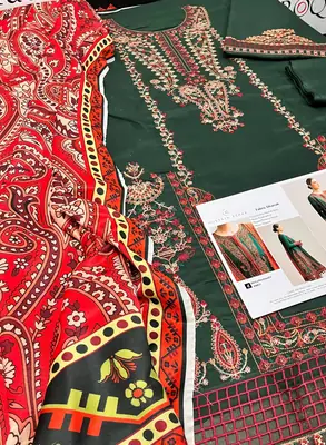 HUSSAIN REHAR 3 Pcs Unstitched Embroidered Suit thumbnail 7