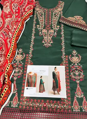 HUSSAIN REHAR 3 Pcs Unstitched Embroidered Suit thumbnail 8