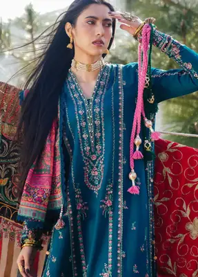 HUSSAIN REHAR NEW ARTICLE 3 PcS Unstitched Embroidered Suit thumbnail 4