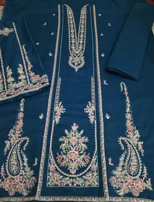 HUSSAIN REHAR NEW ARTICLE 3 PcS Unstitched Embroidered Suit thumbnail 5