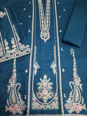 HUSSAIN REHAR NEW ARTICLE 3 PcS Unstitched Embroidered Suit thumbnail 6