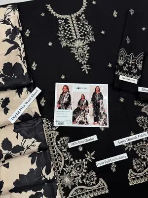 HIT ARTICLES MIX BRAND 3 Pcs Unstitched Embroidered Suit thumbnail 2