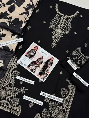 HIT ARTICLES MIX BRAND 3 Pcs Unstitched Embroidered Suit thumbnail 3