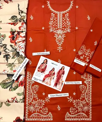 HIT ARTICLES MIX BRAND 3 Pcs Unstitched Embroidered Suit thumbnail 2