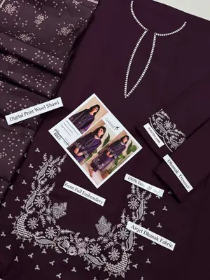 HIT ARTICLES MIX BRAND 3 Pcs Unstitched Embroidered Suit thumbnail 3