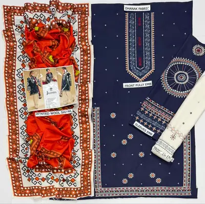 HIT ARTICLES MIX BRAND 3 Pcs Unstitched Embroidered Suit thumbnail 2