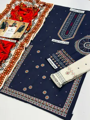 HIT ARTICLES MIX BRAND 3 Pcs Unstitched Embroidered Suit thumbnail 3