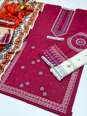 HIT ARTICLES MIX BRAND 3 Pcs Unstitched Embroidered Suit thumbnail 3