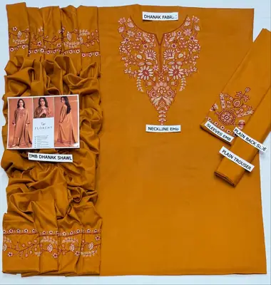 HIT ARTICLES MIX BRAND 3 Pcs Unstitched Embroidered Suit thumbnail 3