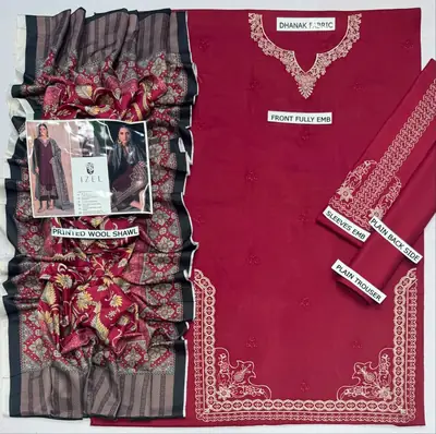 HIT ARTICLES MIX BRAND 3 Pcs Unstitched Embroidered Suit thumbnail 4