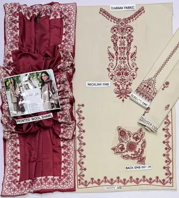HIT ARTICLES MIX BRAND 3 Pcs Unstitched Embroidered Suit thumbnail 3
