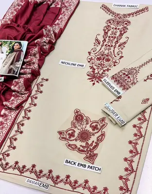 HIT ARTICLES MIX BRAND 3 Pcs Unstitched Embroidered Suit thumbnail 4