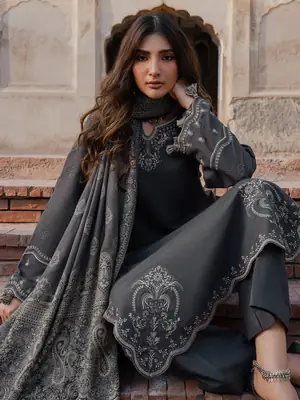 HIT ARTICLES MIX BRAND 3 Pcs Unstitched Embroidered Suit thumbnail 3