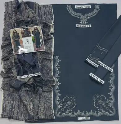 HIT ARTICLES MIX BRAND 3 Pcs Unstitched Embroidered Suit thumbnail 6