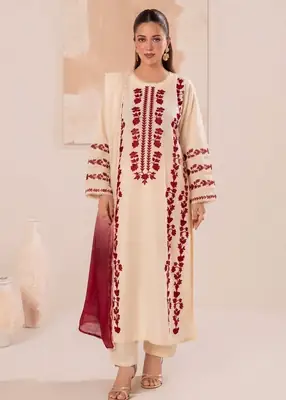 ASLING 3 Pcs Unstitched Embroidered Suit