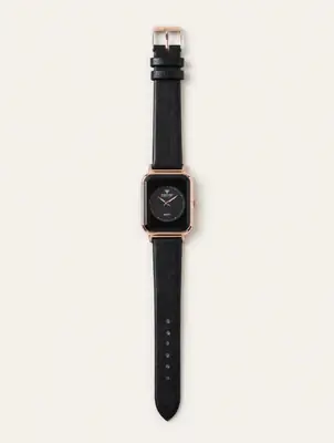 Fortune Time Elegant Square Leather Strap Watch For Women 