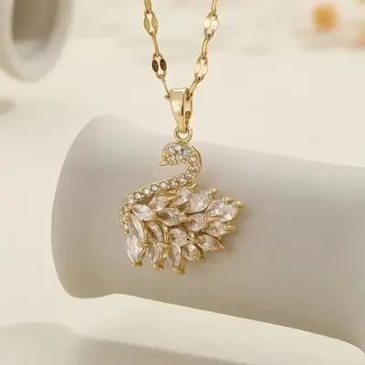 Gold Plated Base Korean Swan  Zircon Pendant  thumbnail 3