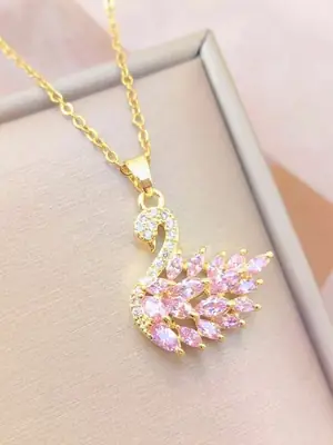 Gold Plated Base Korean Swan  Zircon Pendant  thumbnail 4