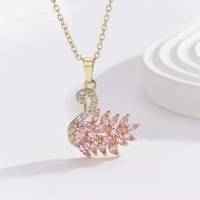 Gold Plated Base Korean Swan  Zircon Pendant  thumbnail 6
