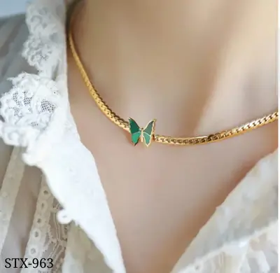 Green Butterfly Stainless Steel - Necklace STX-963