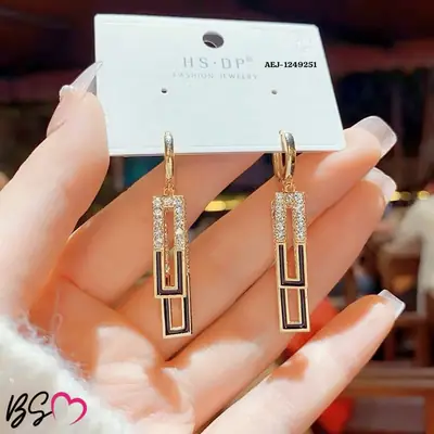 2 Layered Rhinestone Dangling Earrings