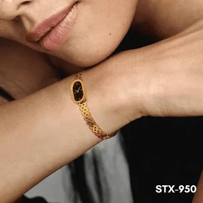 Golden Roman Numeral Watch for Women with Chain Bracelet thumbnail 2