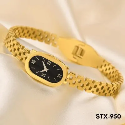 Golden Roman Numeral Watch for Women with Chain Bracelet thumbnail 4