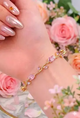 Golden Base Pink Trending Tulip Braclet QWJ-187 thumbnail 2