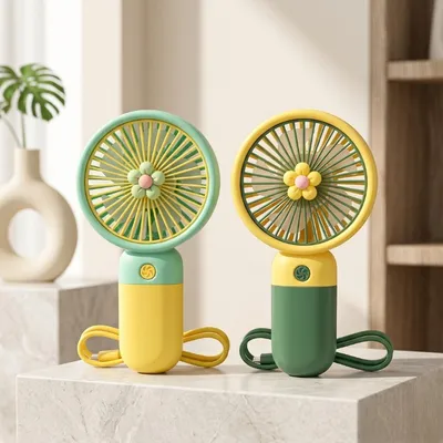 Kamal 3 Speed Rechargeable Hand Fan – Mini Handy Fan For Kids With Stand (Random Color) thumbnail 4