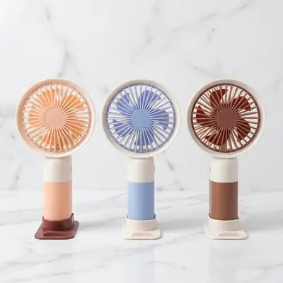 Mini Cute Rechargeable Handheld Fan with Integrated Mobile Stand Base – Premium Single-Speed Portable Desktop Fan thumbnail 4