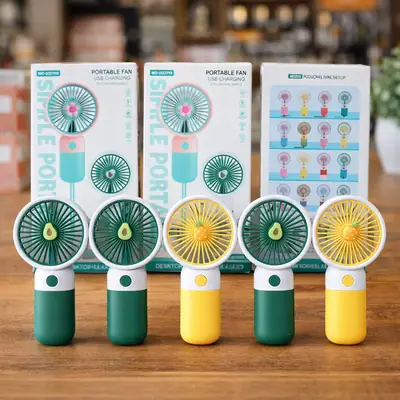 Portable USB Rechargeable Mini Handheld & Desktop Fan – 3 Speed Cooling Fan with Stand - Random Color