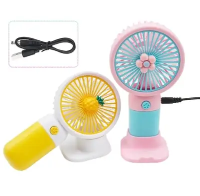3 Model Mini Handheld USB Rechargeable Fans With Fruit Themed Designs Portable Cooling