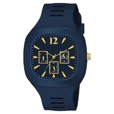 Black Silicone Multi-Dial Watch for Men thumbnail 9