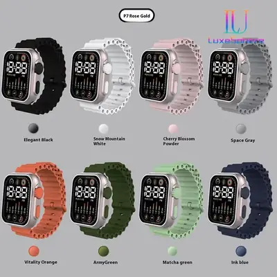 Rubber strap Black Led wrist watch unisex for children men and women/ students thumbnail 2