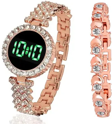 Digital Watch for Girls RoseGold Stainless Steel Strap thumbnail 3