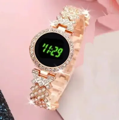 Digital Watch for Girls RoseGold Stainless Steel Strap thumbnail 6