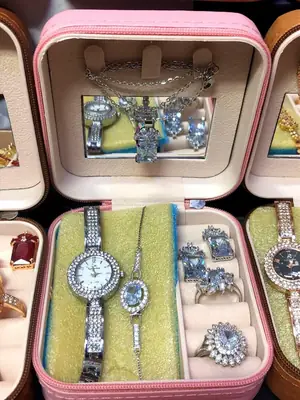 Women's Luxury Gold Plated Jewellery Watch Set with Black Stones – Mixed Designs & Colors thumbnail 7
