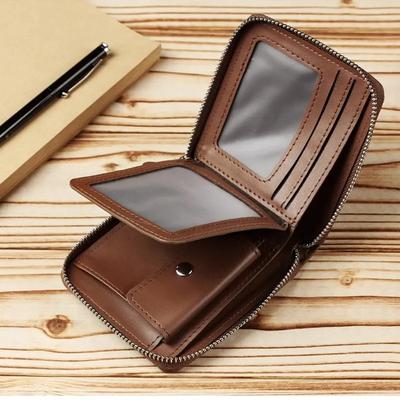 Men's Slim Zipper Leather Wallet Black Brown Laber Lee thumbnail 5