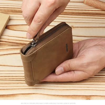 Men's Slim Zipper Leather Wallet Black Brown Laber Lee thumbnail 6