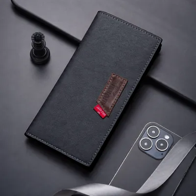 Modern Touch Long Wallet – Stylish Organizer with 14 Card Slots & Zipper Pocket – Black thumbnail 2
