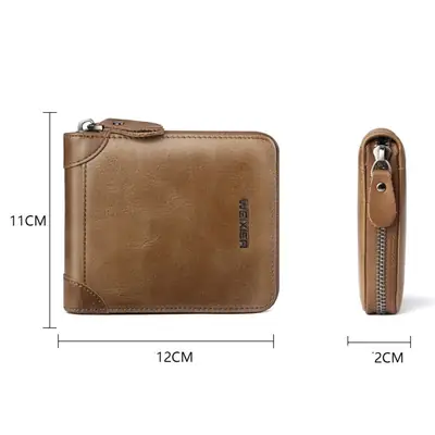 Genuine PU Leather Vintage Luxury Short Zipper Wallets for Men