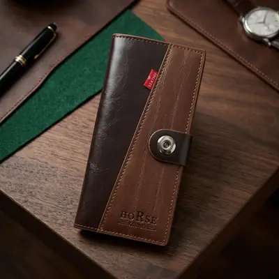 WAGLOK Dual Tone Magnetic Button Long Wallet for Men & Women with Zipper Pocket - Black thumbnail 5