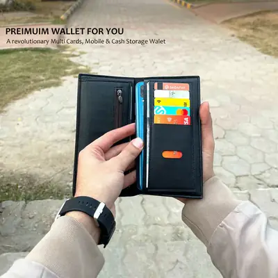 New Imported Long Leather Trifold Wallet For Cash & Cards thumbnail 2