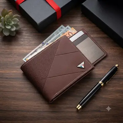 PU Leather Wallet, Hand-held Large Capacity Transparent Window Zipper Pocket, Retro Fashion Hot Selling Versatile Card Bag thumbnail 2