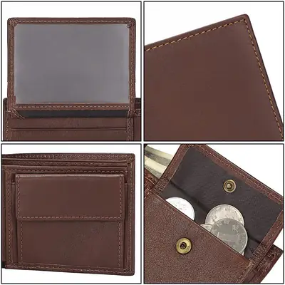 Hot Sales High Quality Genuine Leather RFID Short Slim Man Credit Card Holder Open Classic Wallet thumbnail 2